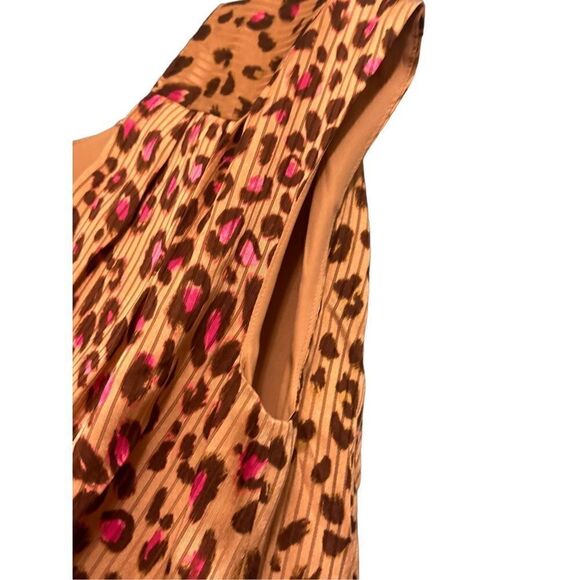 Express Small Leopard Print Draped Satin Mini Sheath Dress - Leopard print w/pin - Picture 5 of 16